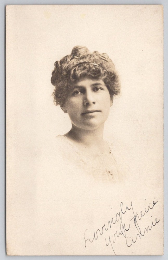 RPPC Loving Yours Annie Portrait Young Woman Early 1900s Photo Postcard