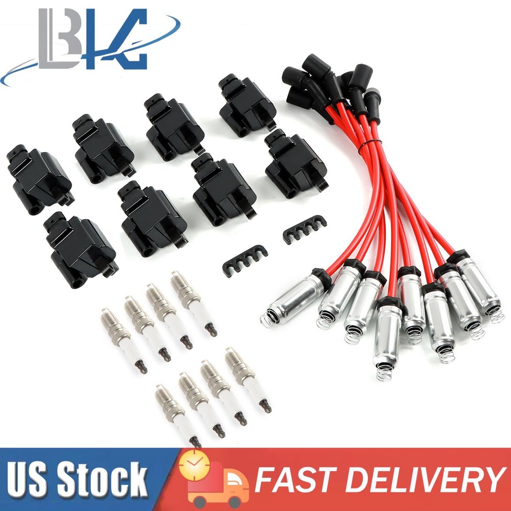 8x Ignition Coils +8x Spark Plugs+8x Spark Plug Wires For Chevy 4.8L 5.3L UF271