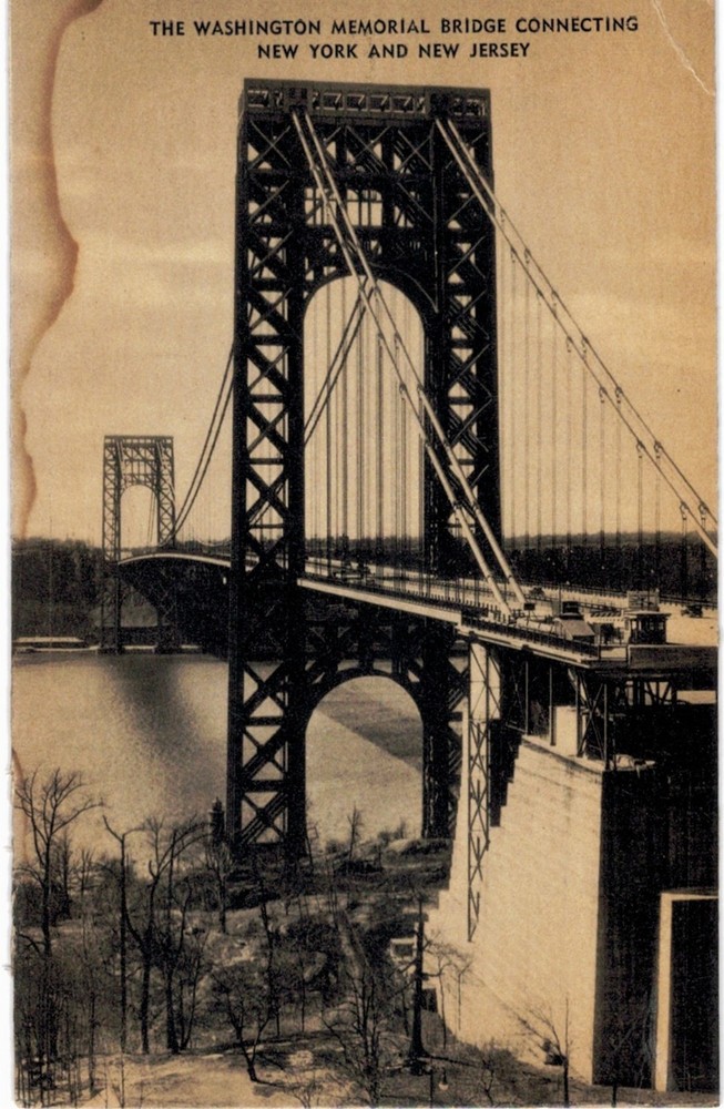 NYC City George Washington Bridge Collotype 1940 Unused New York City