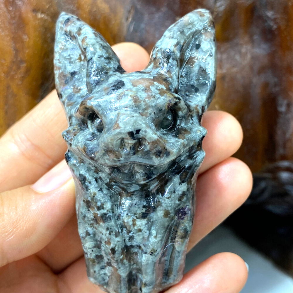 Natural Yooperlite Quartz bat Hand Carved Crystal  reiki healing 1pc