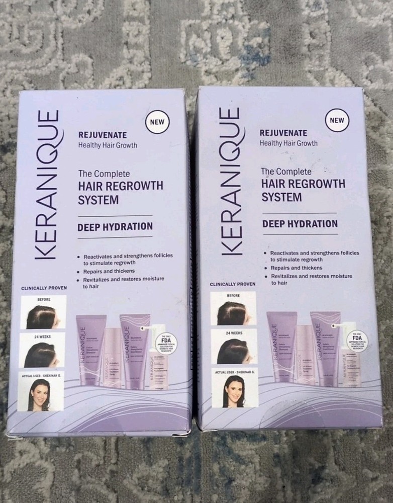2 PK New Keranique Hair Regrowth System Kit System Deep Hydration Thickens