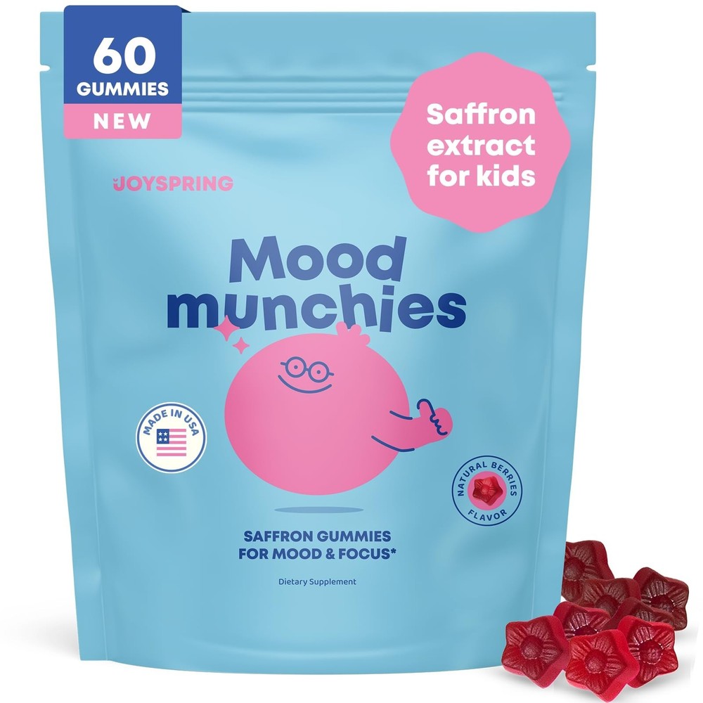 Saffron Gummies Mood Munchies for Kids 4+ Sugar Free Vegan Brain Support Extract