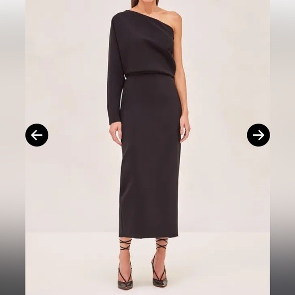 $798 Alexis Serinity One Shoulder Midi Dress Size Medium (fits like an XS or S)