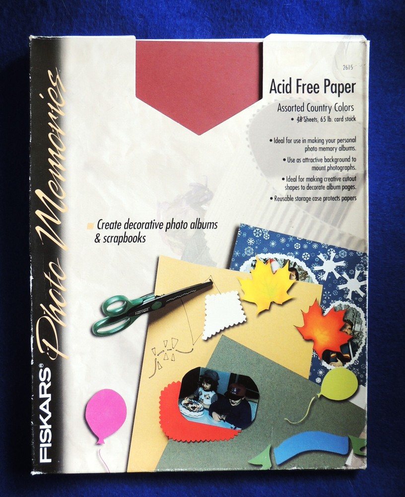 Acid Free Card Stock Paper Fiskars Photo Memories Scrapbook/Album 21pc Open Box-image
