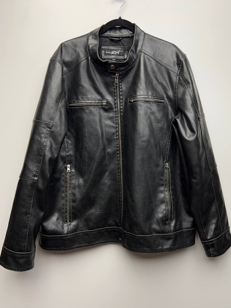 Black Rivet Faux Leather Jacket Men’s XL – Moto Style – G-III Apparel Group