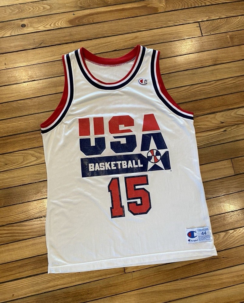 Vintage USA Dream Team Magic Johnson Jersey White Champion large 44 Nike Jordan