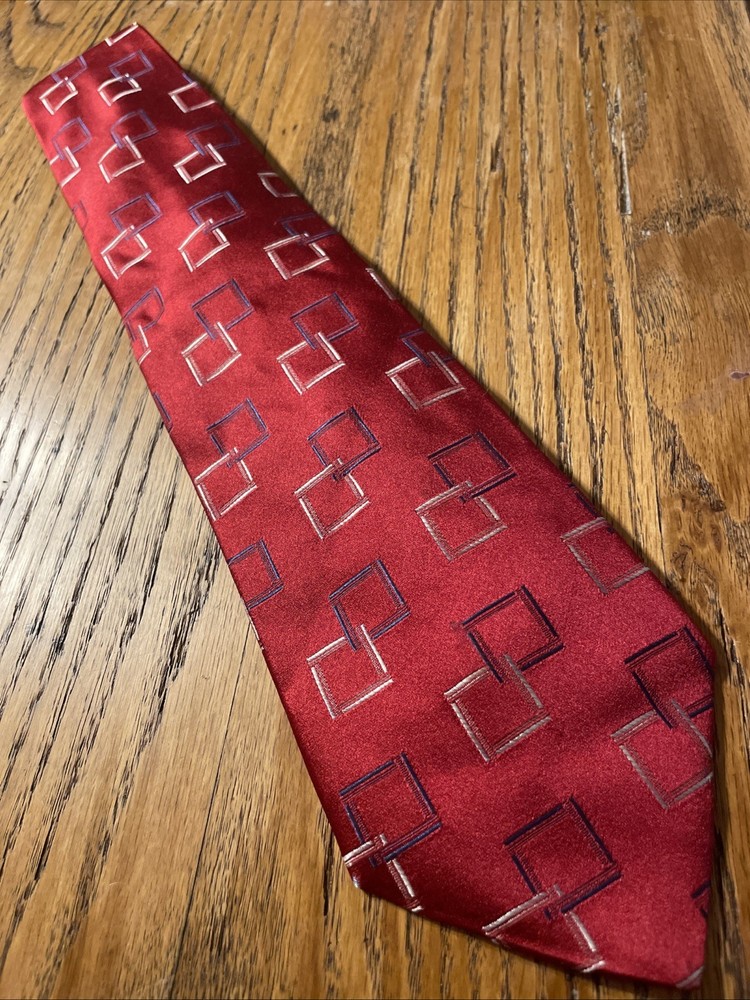 Vintage EUC Pierre Cardin Silk Geometric Box Tie Men’s USA Made Necktie