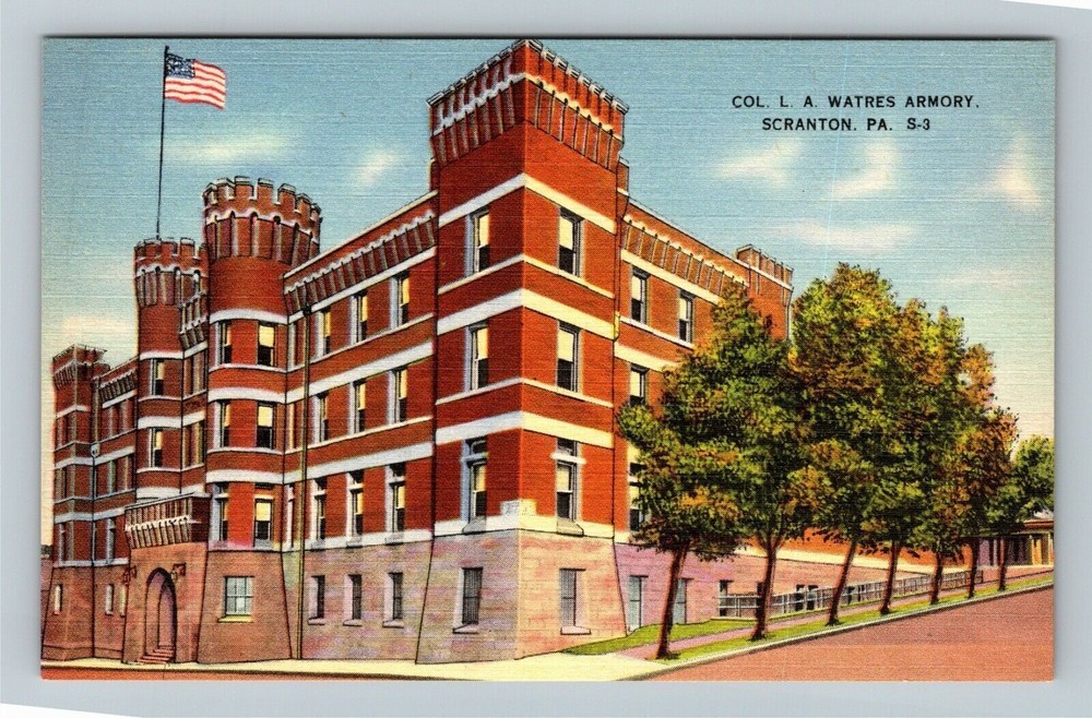 Scranton PA-Pennsylvania, Colonel L A Watres Armory, Vintage Postcard