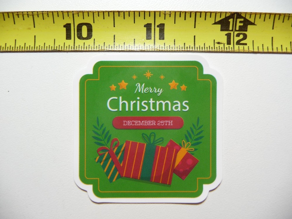 Merry Christmas Dec 25th Holiday Sticker Decal Winter Christian Cute Gift