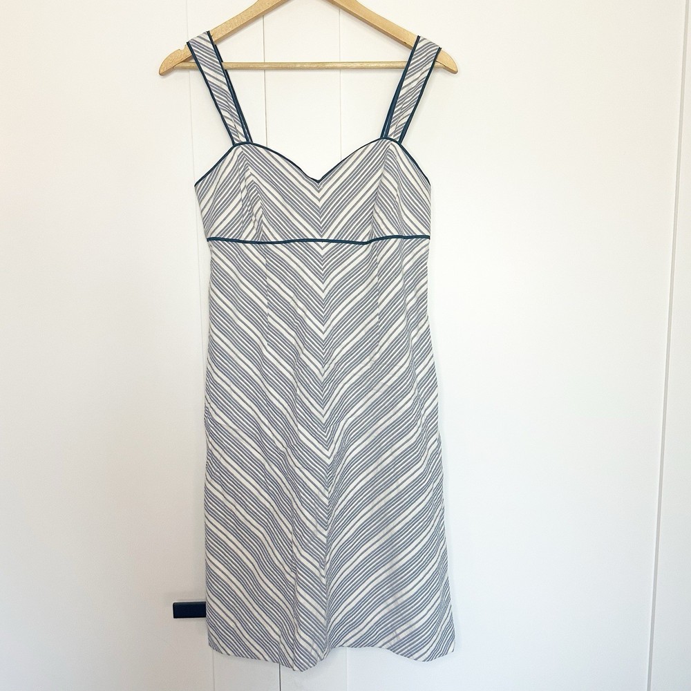Lilly Pulitzer vintage White label Seersucker Stripe Babydoll Sleeveless Dress 6