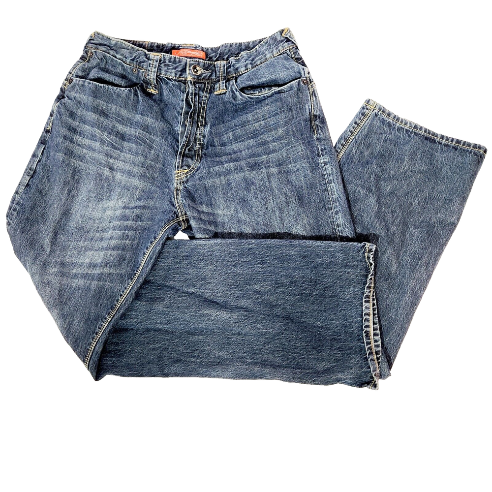 Ed Hardy Jeans Mens 29x30 Straight Leg Button Fly Distressed Dark Wash Vtg Y2K