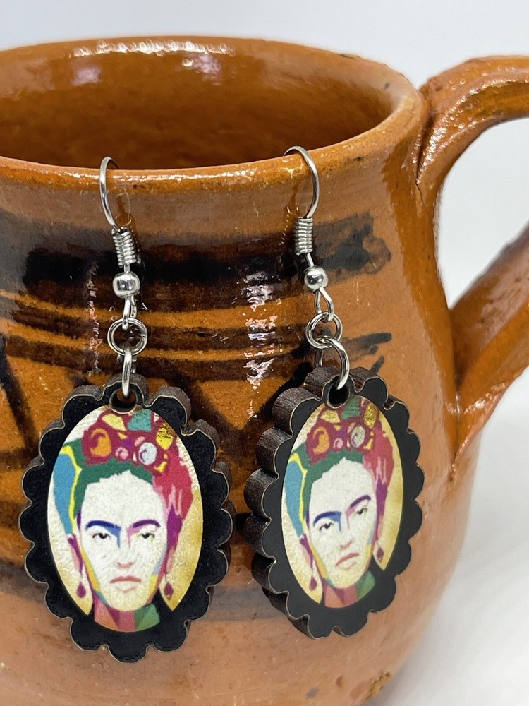 Frida Kahlo Earrings Mexican Folk Art