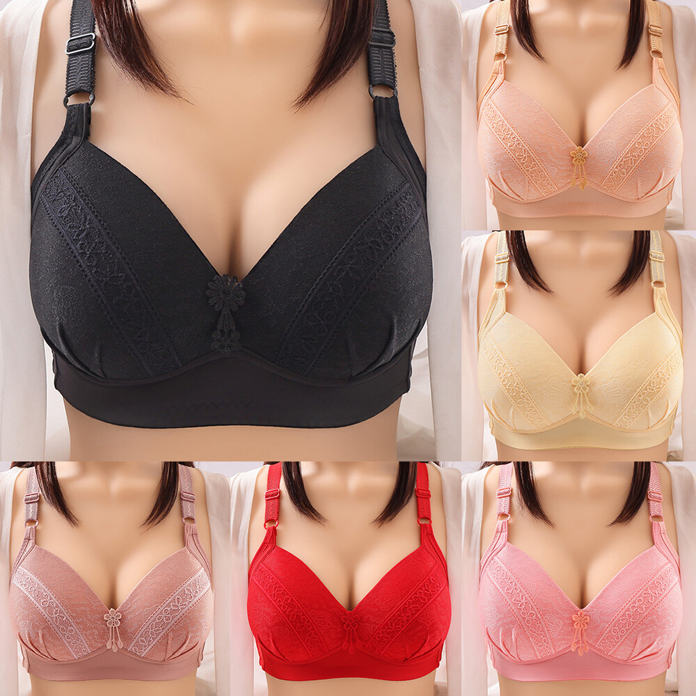 Ladies Underwear Sexy Lace Floral Padded Push Up Full Coverage Bra Wireless Bra