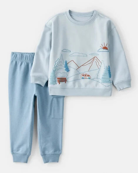 NEW Carter's Toddler Boy Daydream Fleece Mountain Pullover & Pants Set 2T