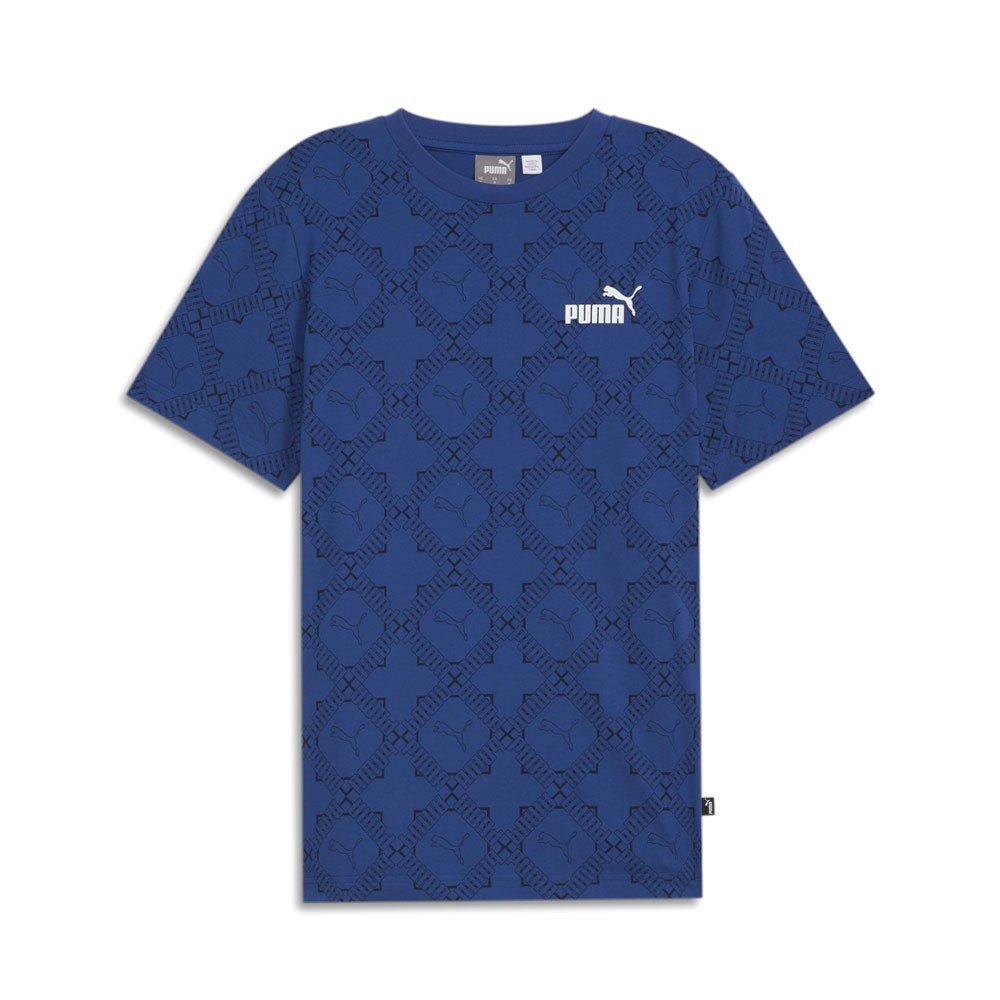 PUMA Logomania Graphic Crew Neck Short Sleeve T-Shirt Mens Blue Casual Tops 6835