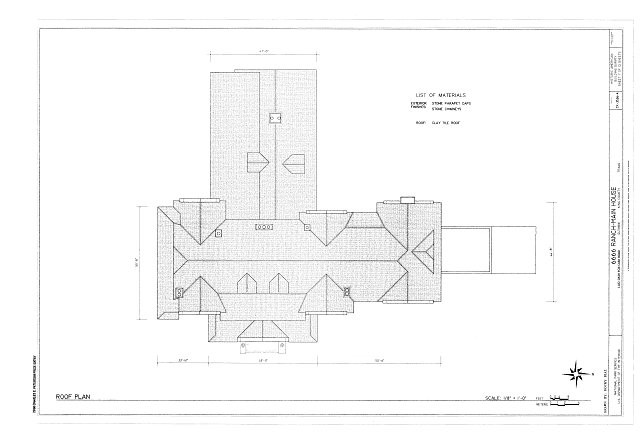 Roof plan - 6666 Ranch, Main House, 1102 Dash Cash Road, Guthrie, King County,