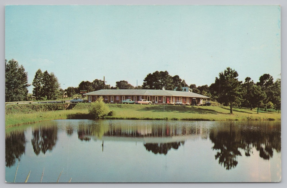 Cuthbert Georgia~Water Wheel Motel View from Pond~Roadside~Vintage Postcard