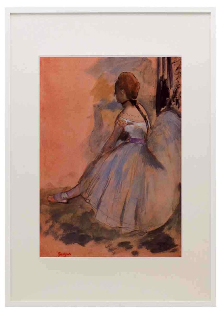 Sitting dancer with extended left leg Degas A3 A4 Framed Print Picture