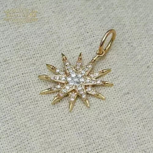 2.00Ct Round Cut Lab Created Diamond Starburst Pendant 14k Yellow Gold plated