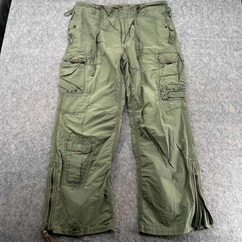 Vintage Y2K Gap Rare Baggy Nylon Cargo Pants Mens M Green Skater Parachute