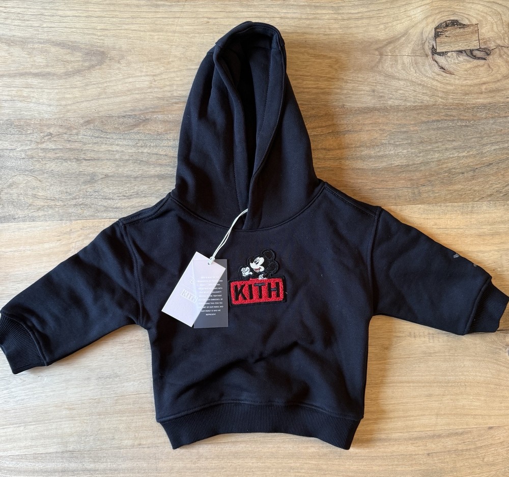 Kith x Disney Mickey Mouse Box Logo Hoodie for Babies in Black