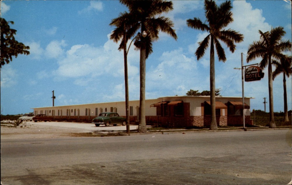 Everglades Motel US No 1 Homestead Florida vintage car ~ 1950s-60s postcard