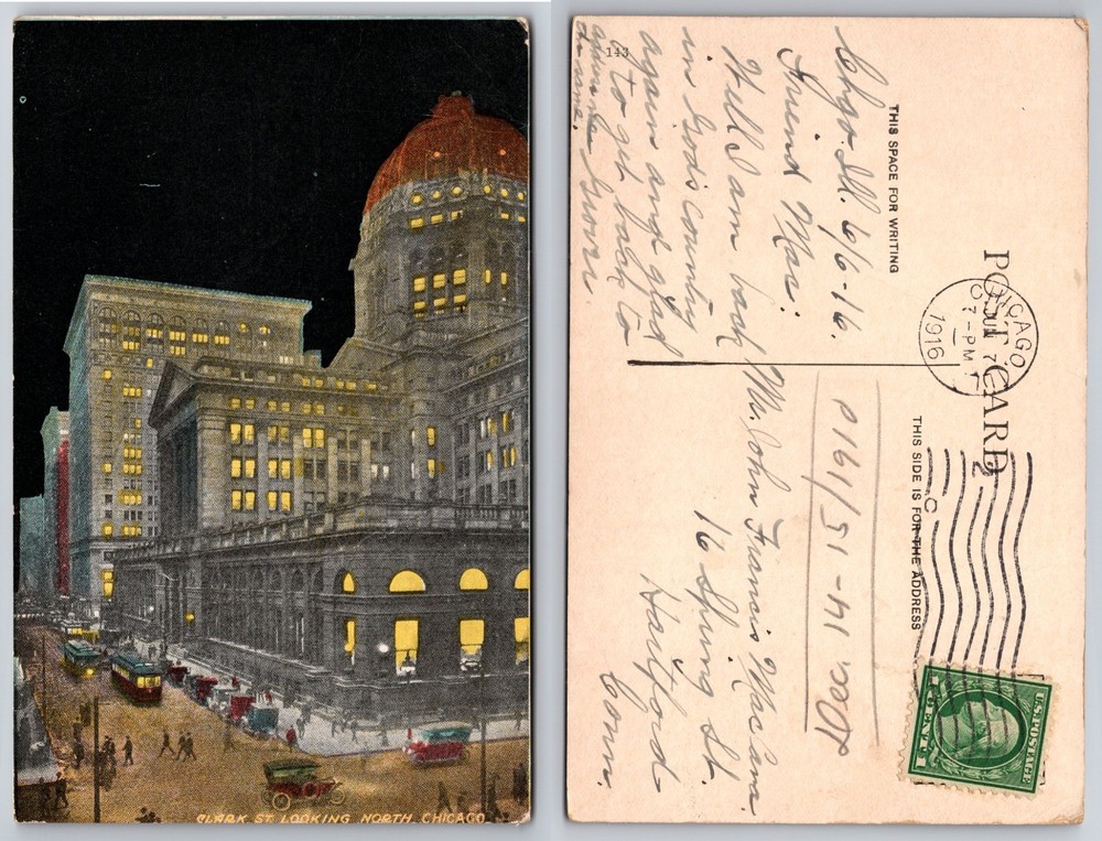 Clark Street Looking North Chicago Postcard