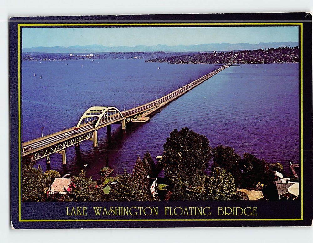 Postcard Lake Washington Floating Bridge Seattle Washington USA