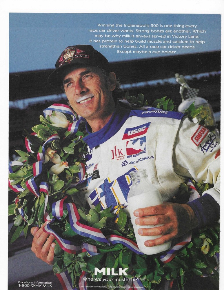 Indy 500  Arie Luyendyk   Milk   Original Print Ad