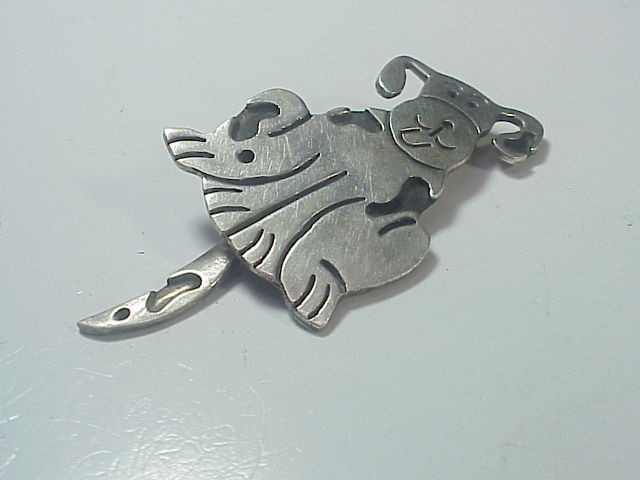 Sterling Silver Dog With Wagging Tail Pin