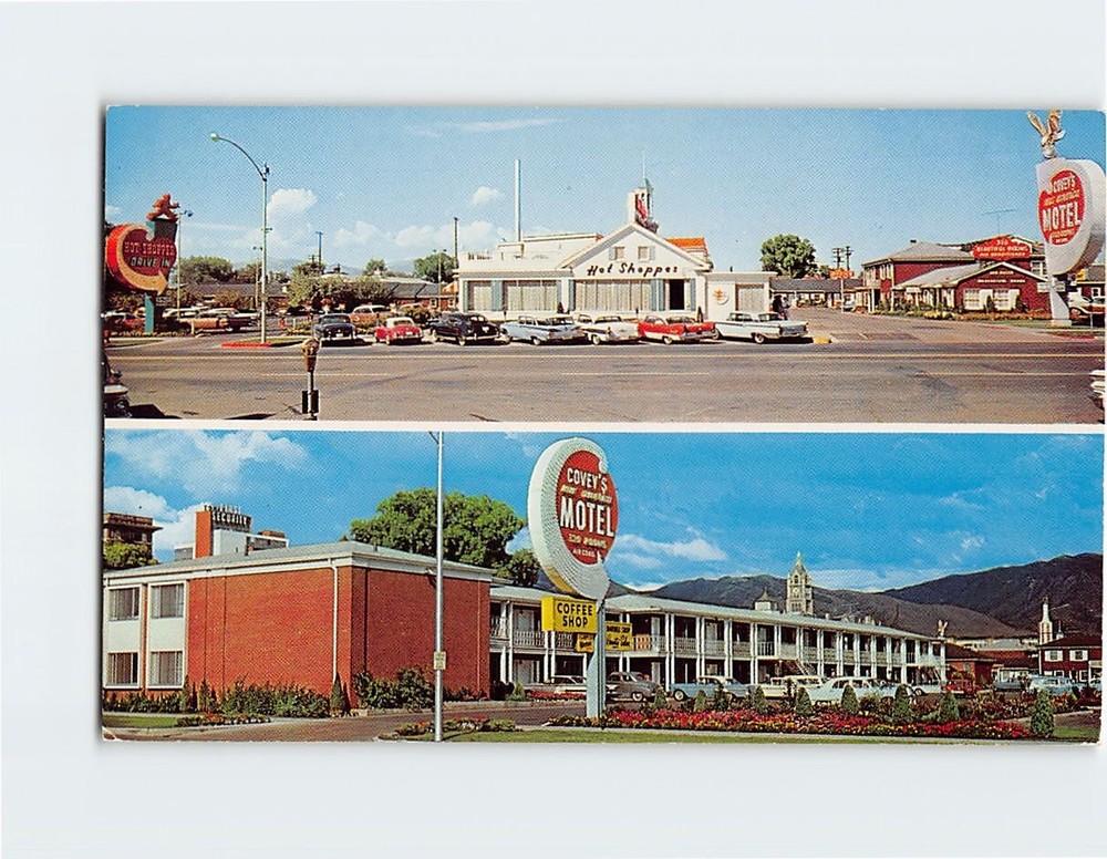 Postcard Coveys New America Motel & Coffee Shop Salt Lake City Utah USA