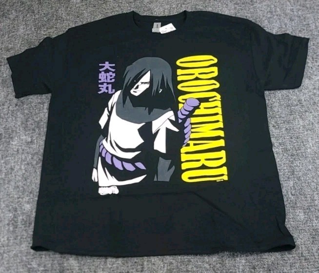 Naruto Orochimaru Men’s XL Graphic T Shirt Anime Manga Black Short Sleeve Japan