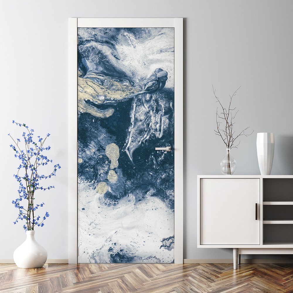 Marble painting Adhesive Door sticker Colorful Abstract Decal Decor Decal Decor
