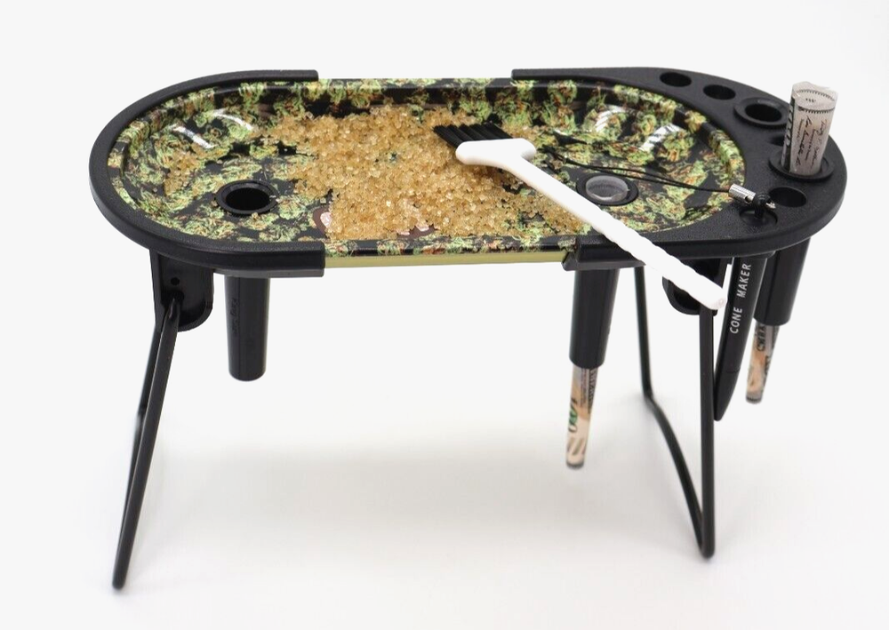 Ultimate Foldable Portable Rolling Tray with Cone Loader and Durable Accessory Rack