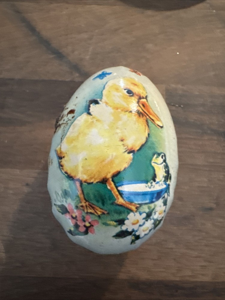 Vintage Murray Allen Tin Lithograph Easter Egg Candy Containers Metal Blue