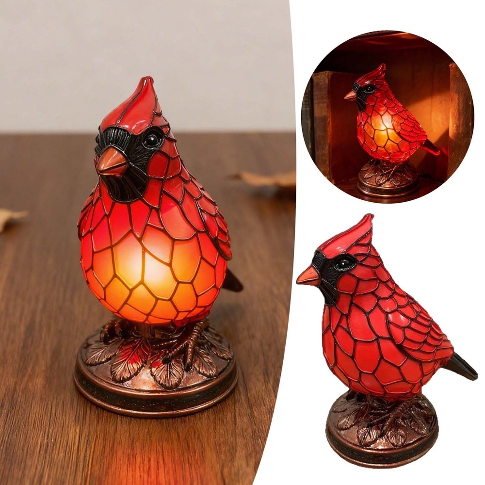 Cardinal Lamp Tiffany Style Parrot Table Lamp Animal Vintage Desk Decor