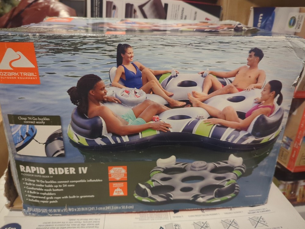 Ozark Trail Rapid Rider IV Quadruple River Tube, built-in Cooler & Cupholders 🆕