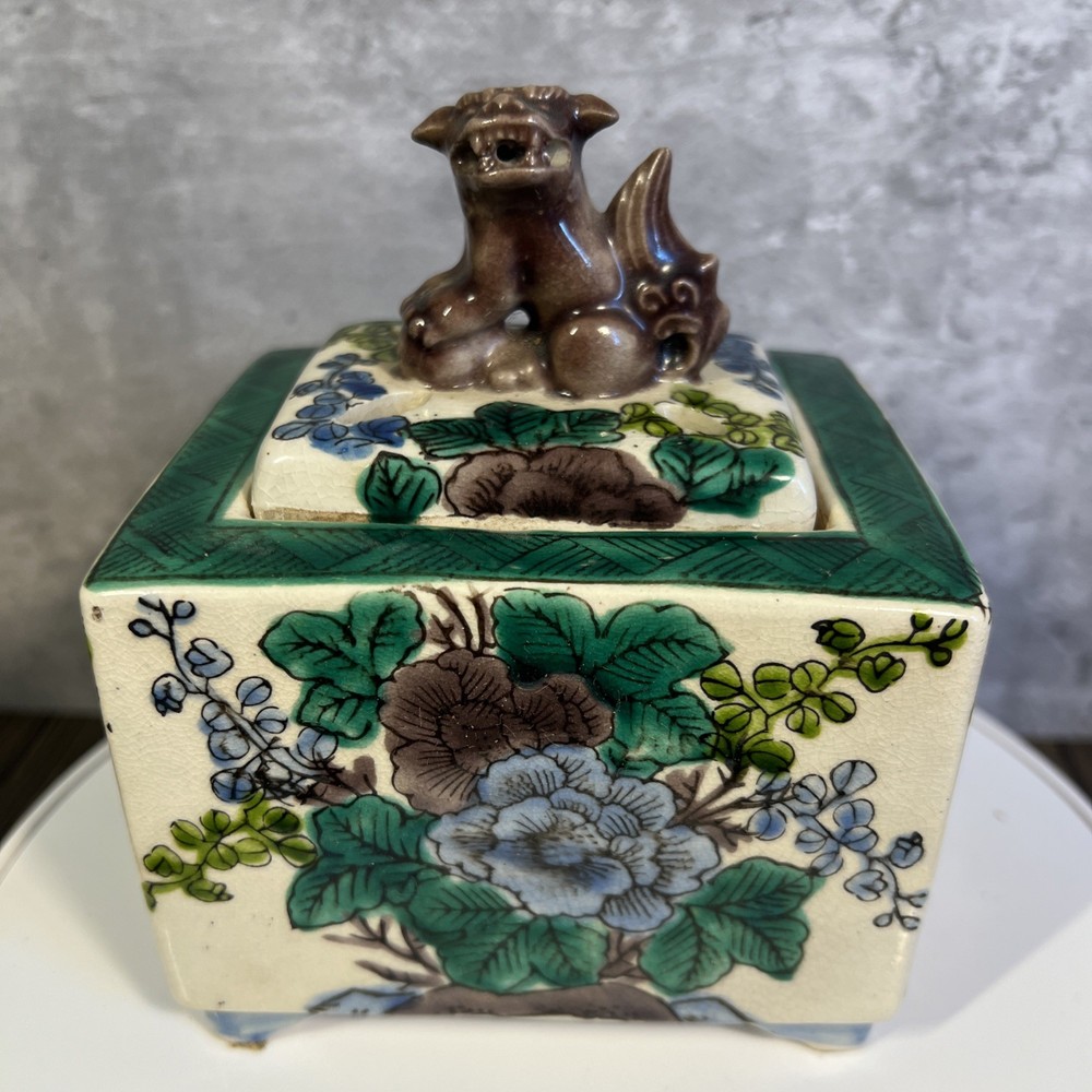 Vintage Kutani Ware Incense Burner Kutani Tomoyama  Box  Lots of Crazing