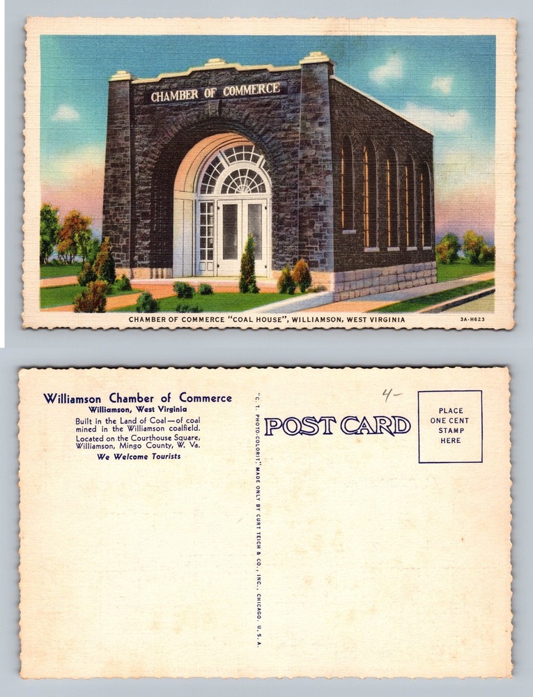 Williamson, West Virginia, Chamber of Commerce Coal House Card Vintage Postcard