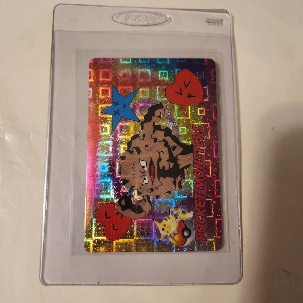 Vintage 1998 Pocket Monsters Graveler Pikachu Vending Sticker tcg TORY Pokemon