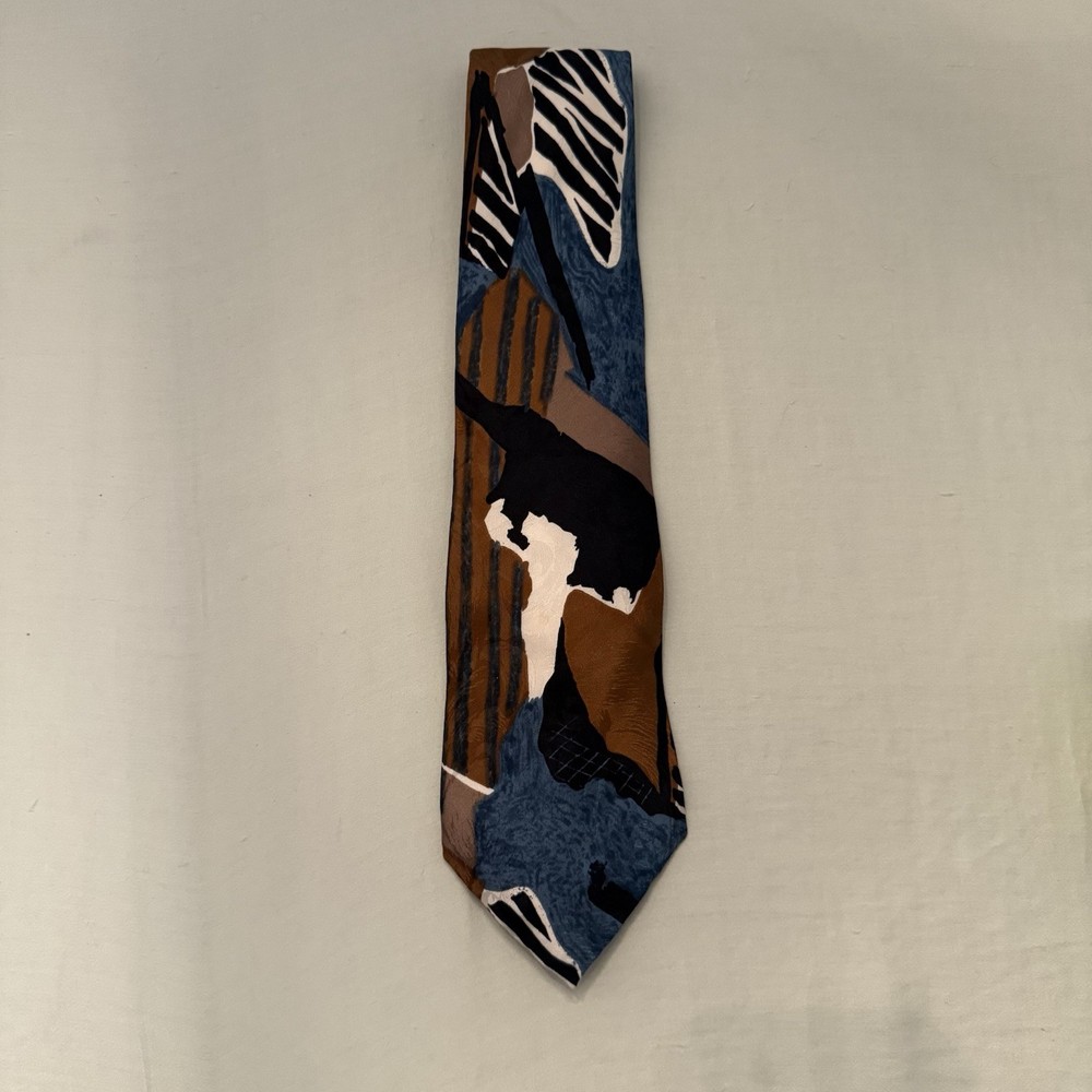 Vintage Oscar De La Renta Men’s Tie Geometric Multicolor 90s 100% Silk