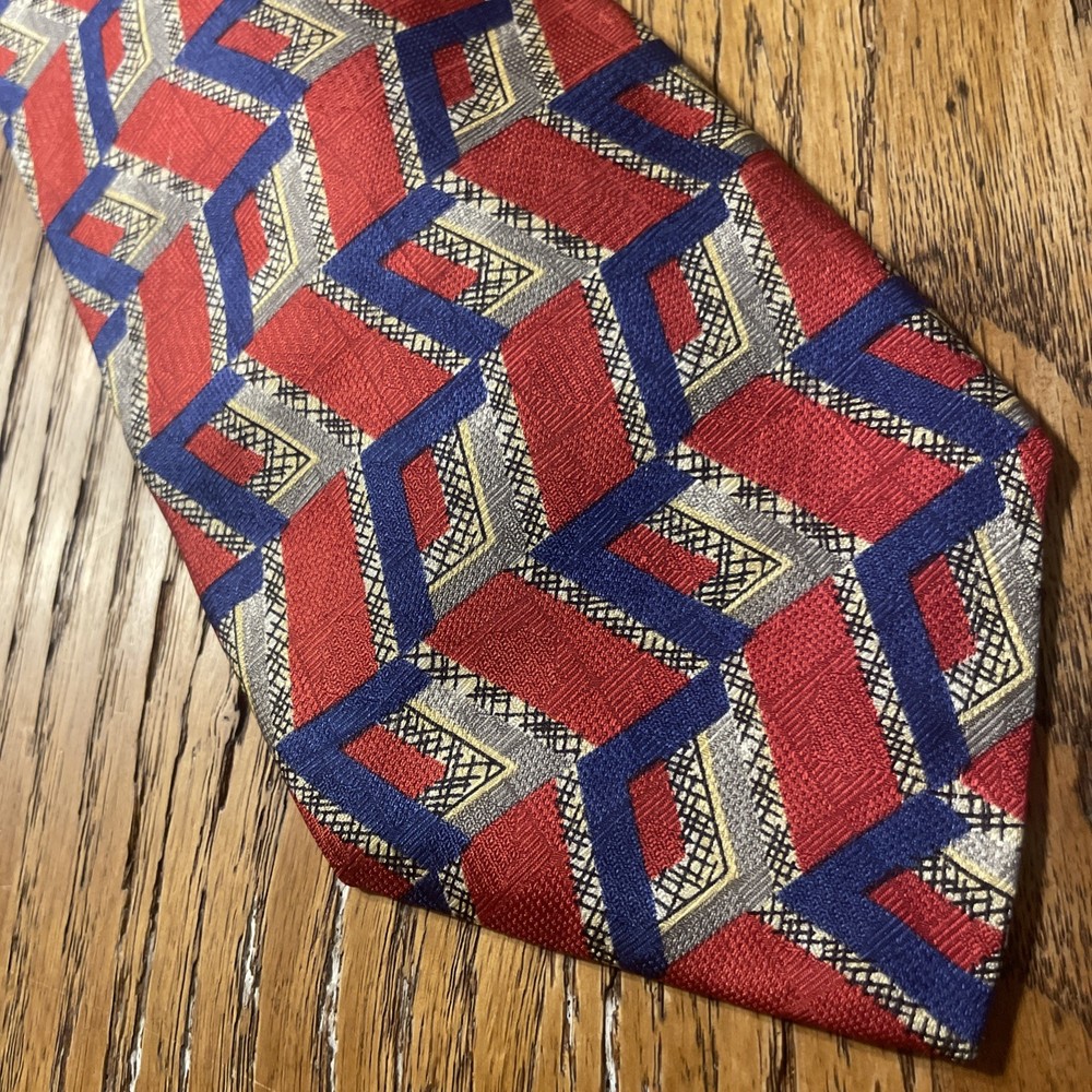 Vintage EUC Robert Talbott Studio Geometric Silk Tie USA Hand Sewn Necktie