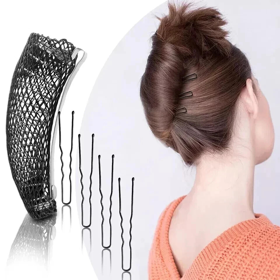 French Twist Hair Roll Clip Juda Tool with Bun Net for Women