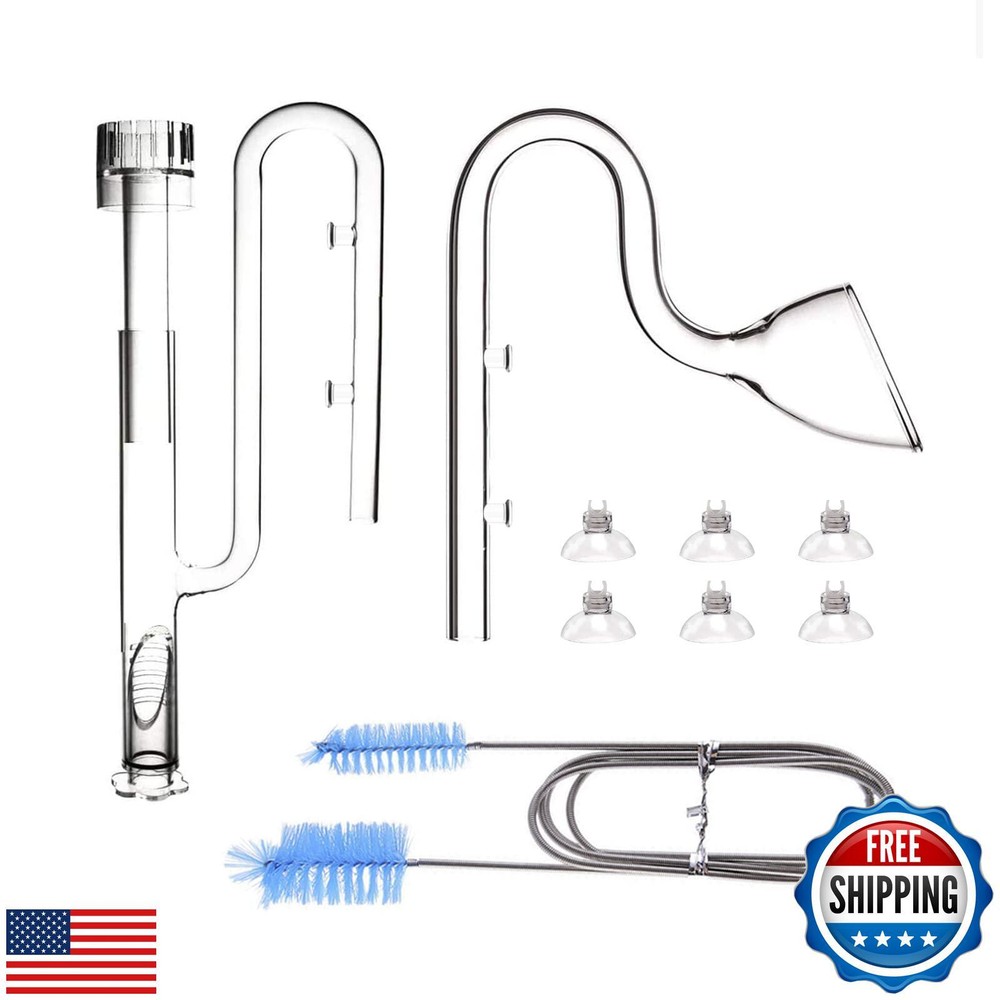 FZONE Glass Lily Pipe Set with Skimmer Inflow and Outflow for Aquariums