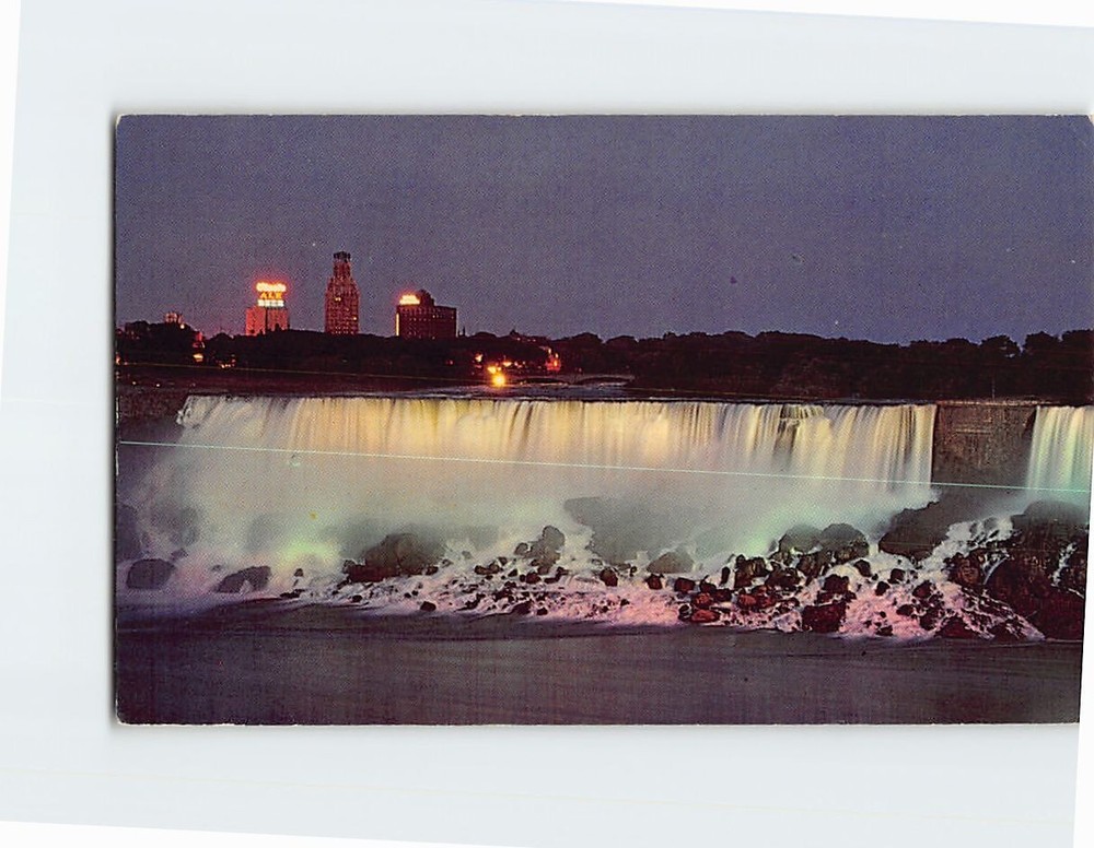 Postcard Illuminated American Falls Niagara Falls New York USA