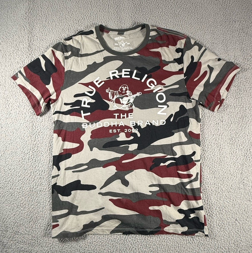 True Religion The Buddha Company Camo World Tour Buddha T Shirt Size Large