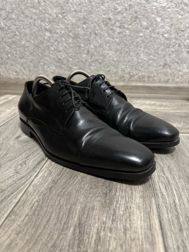 Hugo Boss Black Leather Oxford Dress Shoes Lace Up Classic