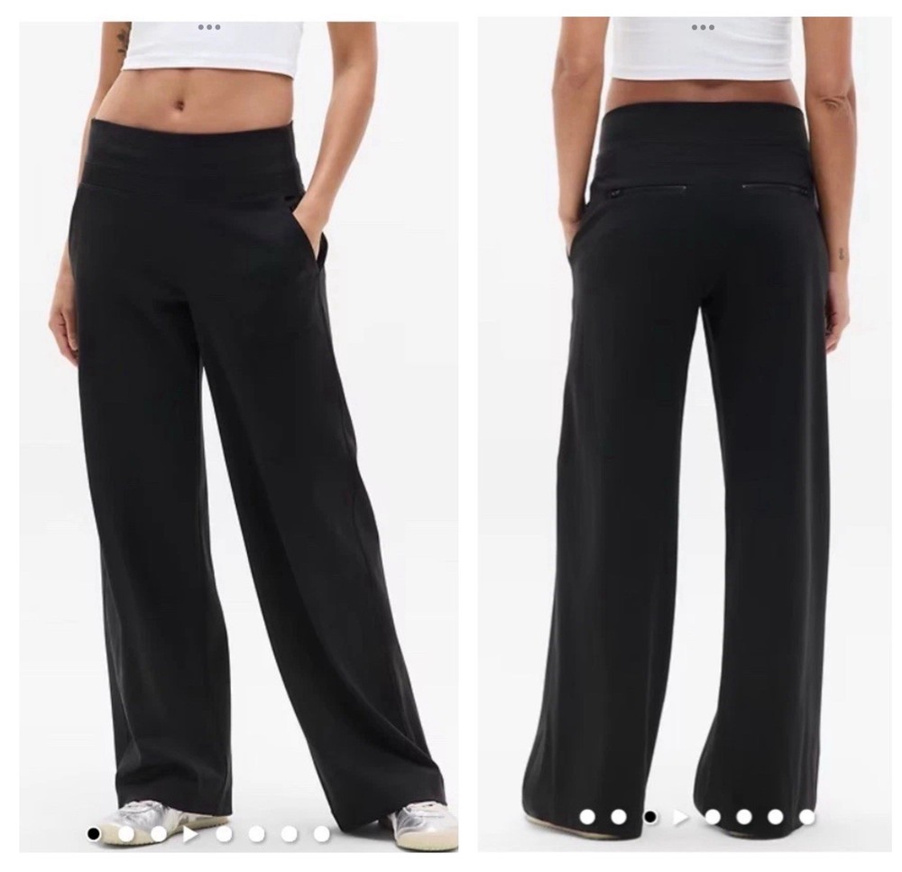 Athleta NWT Venice  Wide Leg High Rise Pants Black Casual Travel Career Sz 2X