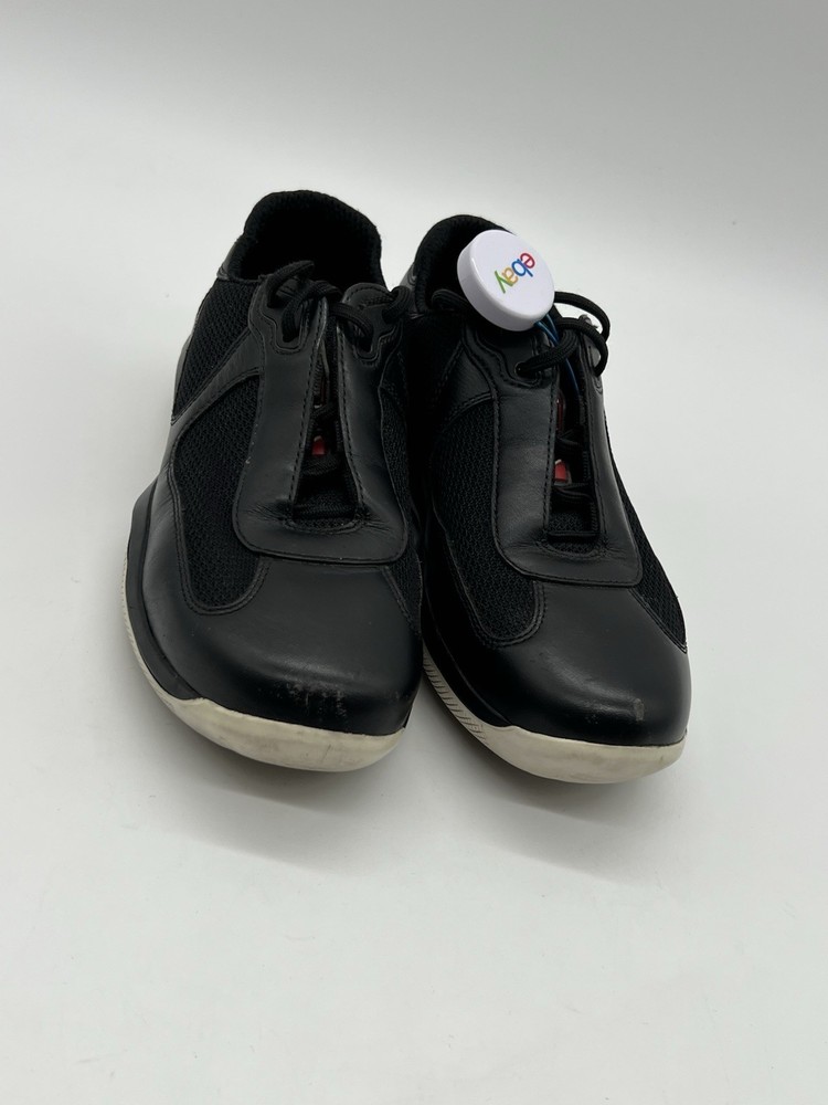 Prada America's Cup Black Leather Low Top Sneakers Women's US 6 36.5