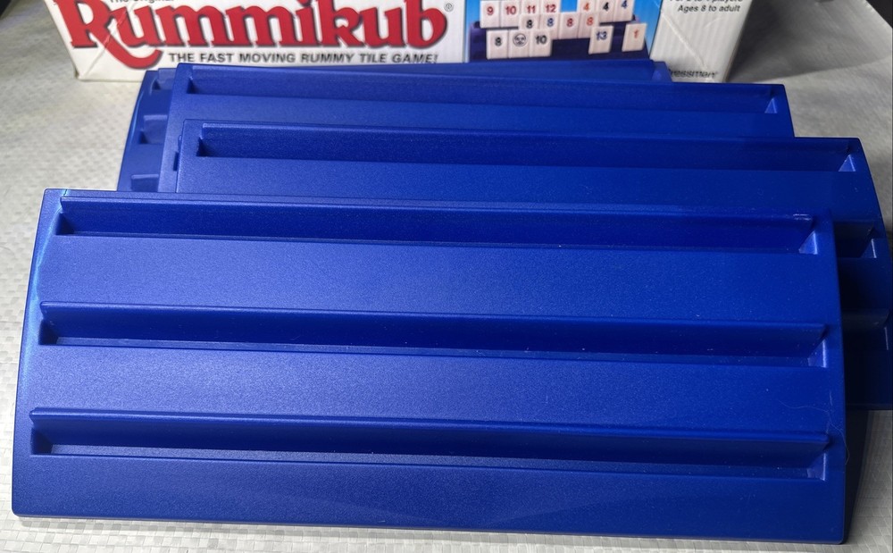 Pressman RUMMIKUB Game Set of 4 Blue TILE RACKS Trays Holders (See Condition)